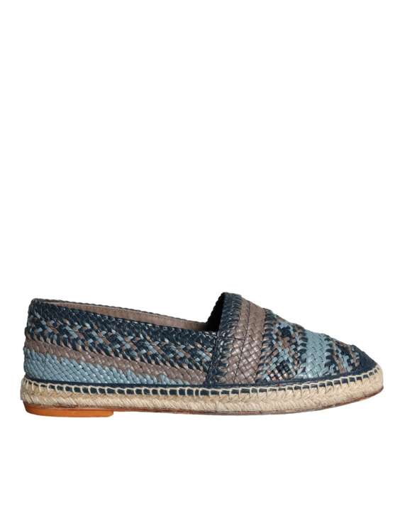 Priser på Dolce & Gabbana Blue Gray Woven Leather Buffalo Espadrille Sko