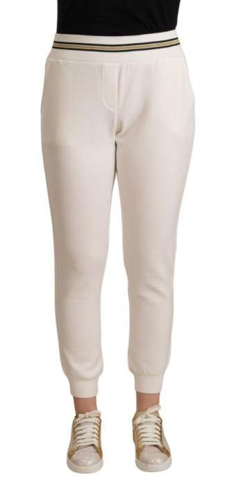 Priser på Patrizia Pepe Chic White Mid Waist Jogger Pants