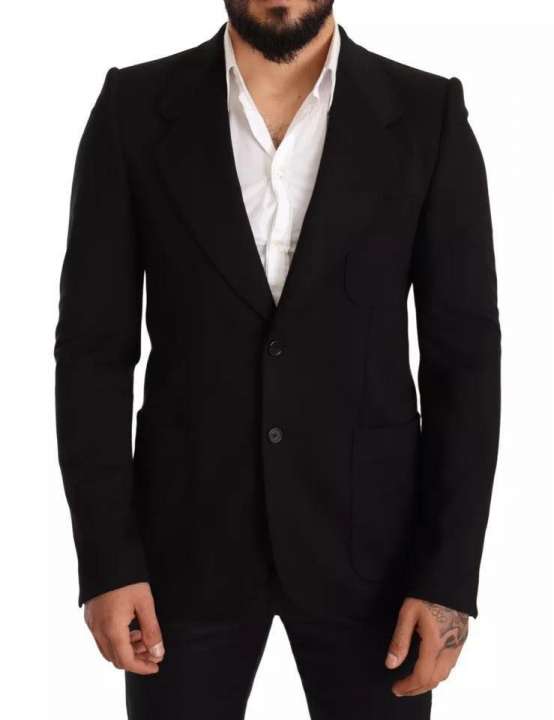 Priser på Dolce & Gabbana Black Wool Slim Fit Coat Jacket Blazer