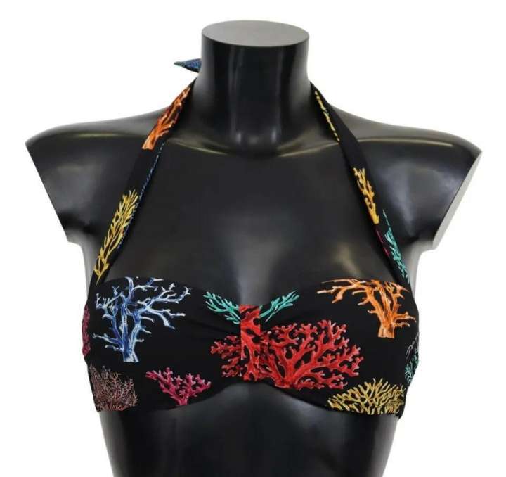 Priser på Dolce & Gabbana Black Corals Print Swimsuit Beachwear Bikini Top