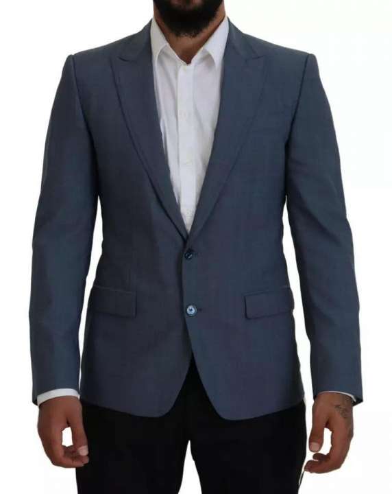 Priser på Dolce & Gabbana Blue Wool Stretch Slim Fit Jacket Blazer