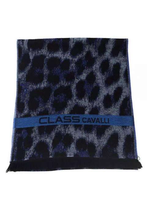 Priser på Cavalli Class Blue Wool Herre Scarf