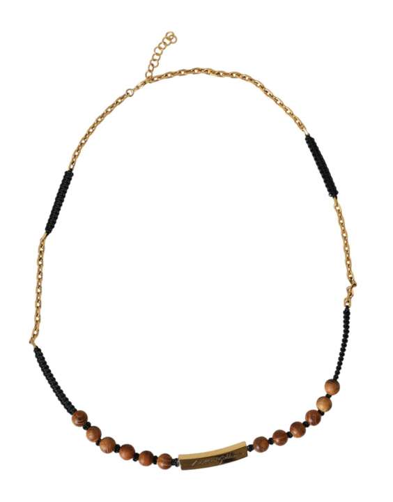 Priser på Dolce & Gabbana Black Gold Alua Wooden Beaded Logo Pendant