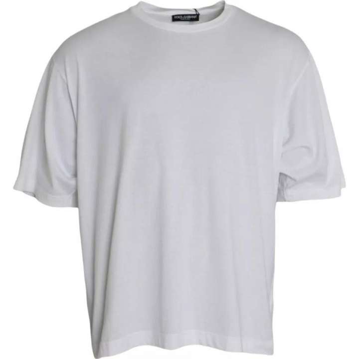 Priser på Dolce & Gabbana White Cotton Round Neck Short Sleeve T-shirt