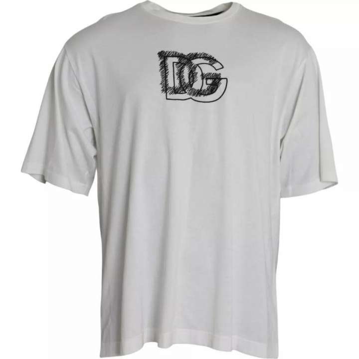 Priser på Dolce & Gabbana White Logo Round Neck Short Sleeves T-shirt