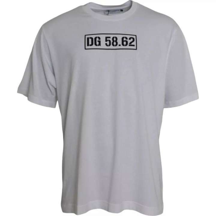 Priser på Dolce & Gabbana White Logo Round Neck Short Sleeves T-shirt