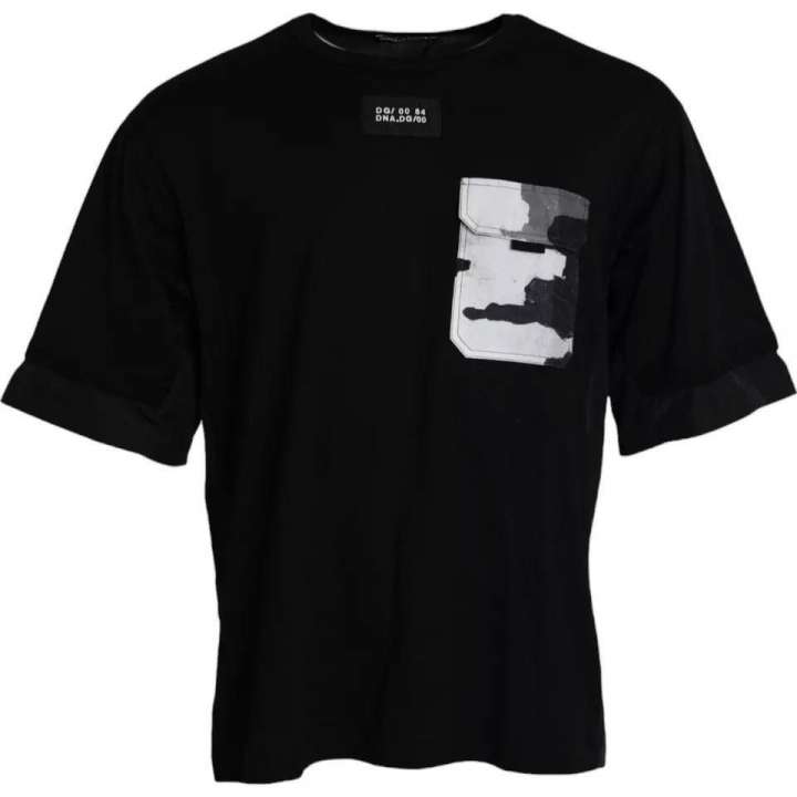 Priser på Dolce & Gabbana Black Cotton Pocket Short Sleeves Herre T-shirt