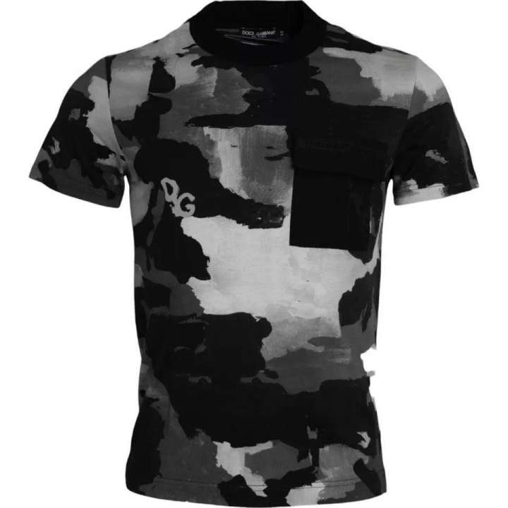 Priser på Dolce & Gabbana Multicolor Camouflage Cotton Crewneck T-shirt