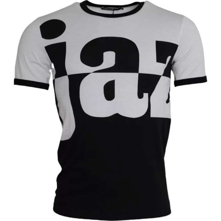 Priser på Dolce & Gabbana Black White Jazz Print Cotton Short Sleeves T-shirt