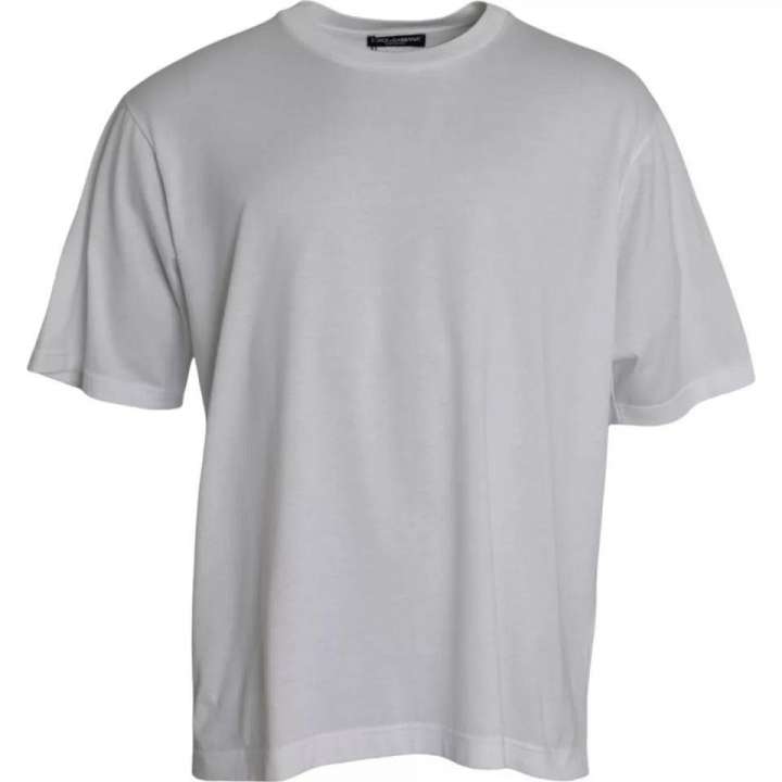 Priser på Dolce & Gabbana White Cotton Round Neck Short Sleeve T-shirt