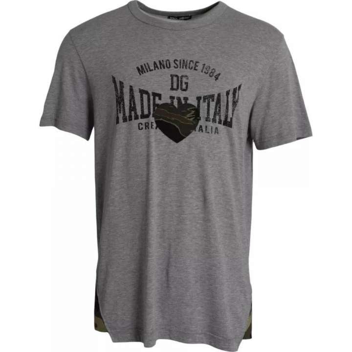 Priser på Dolce & Gabbana Gray Graphic Print Cotton Round Neck T-shirt