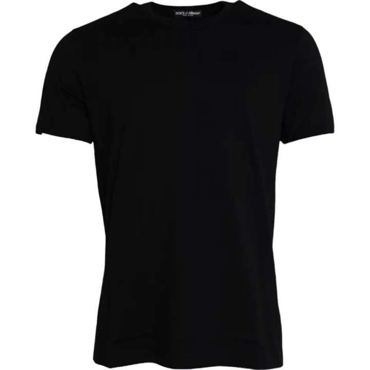 Priser på Dolce & Gabbana Black Cotton Round Neck Short Sleeves T-shirt