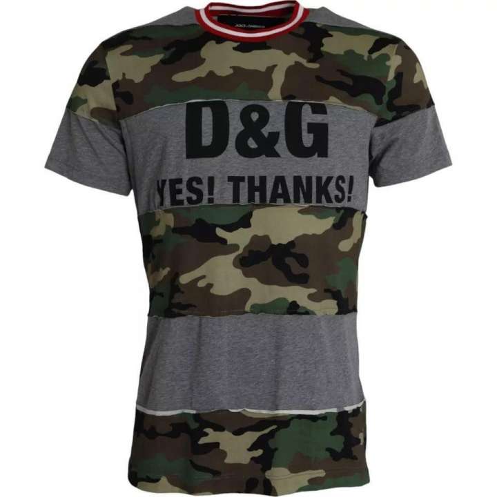 Priser på Dolce & Gabbana Multicolor Camouflage Cotton Crew Neck Herre T-shirt