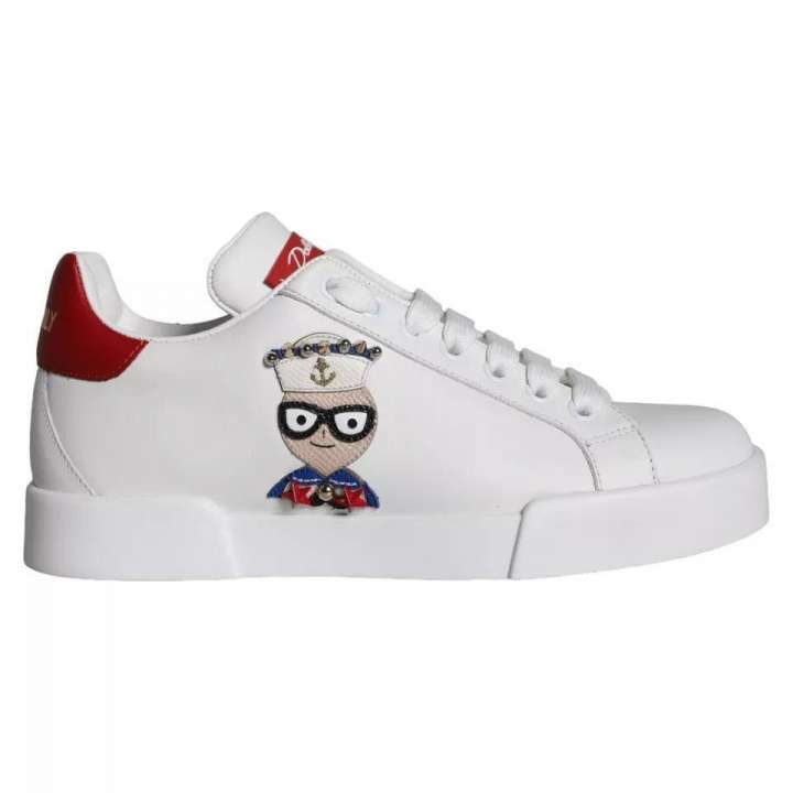 Priser på Dolce & Gabbana White Patch Calfskin Nappa Portofino Sneakers Sko