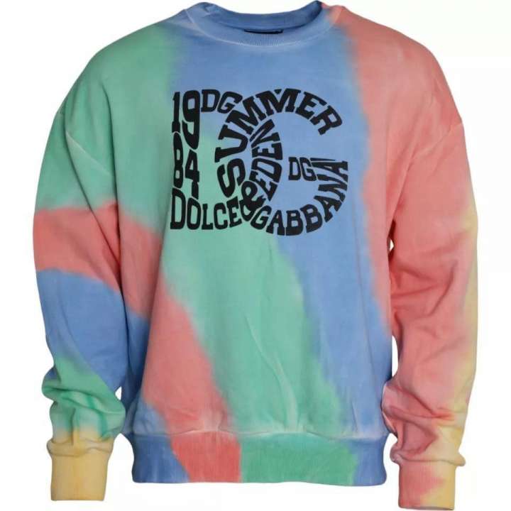 Priser på Dolce & Gabbana Multicolor Logo Cotton Crew Neck Pullover Sweater