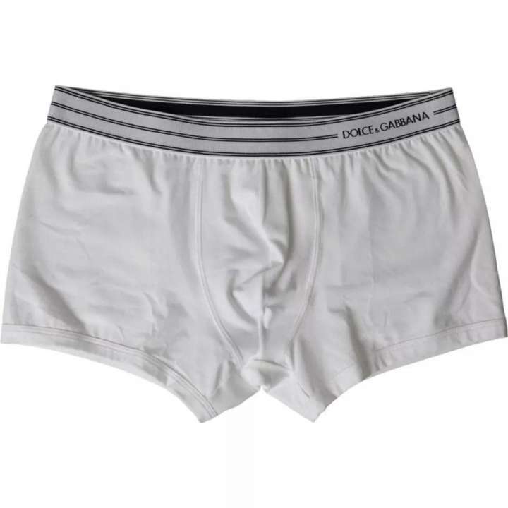 Priser på Dolce & Gabbana White Cotton Blend Regular Boxer Shorts Underwear