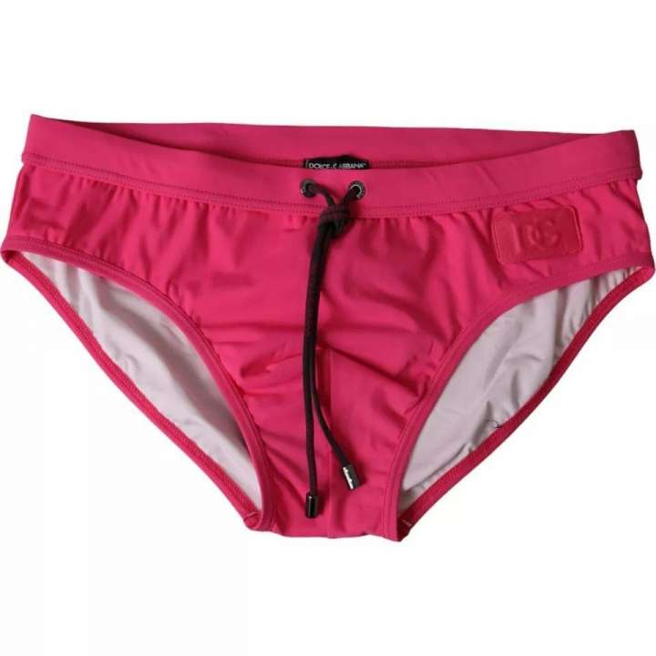 Priser på Dolce & Gabbana Pink Nylon DG Logo Beachwear Brief Swimwear Herre