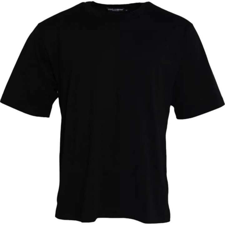 Priser på Dolce & Gabbana Black Logo Embossed Cotton Crew Neck T-shirt