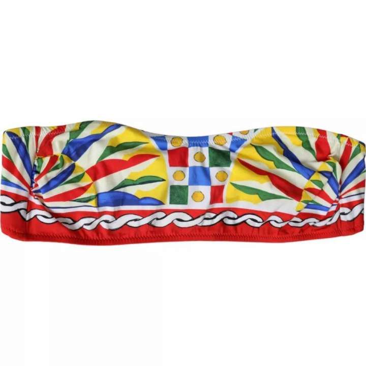 Priser på Dolce & Gabbana Multicolor Carretto Bandeau Swimwear Top Bikini