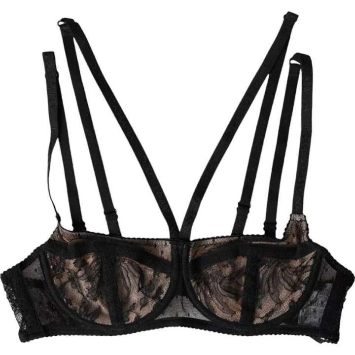 Priser på Dolce & Gabbana Black Floral Lace Nylon Balconcino Bra Underwear