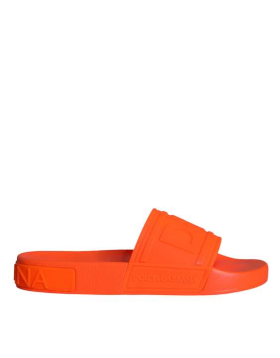 Priser på Dolce & Gabbana Orange Rubber Slides Sandals Beachwear Sko