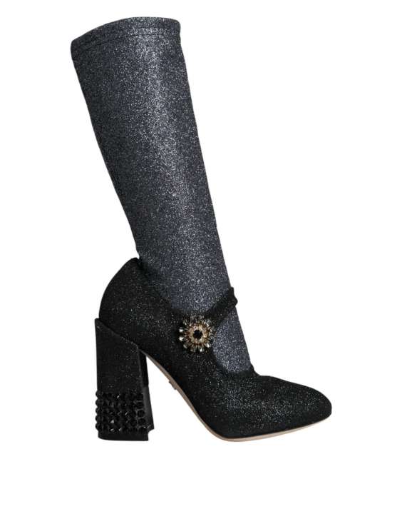 Priser på Dolce & Gabbana Black Crystal Mary Janes Booties Sko