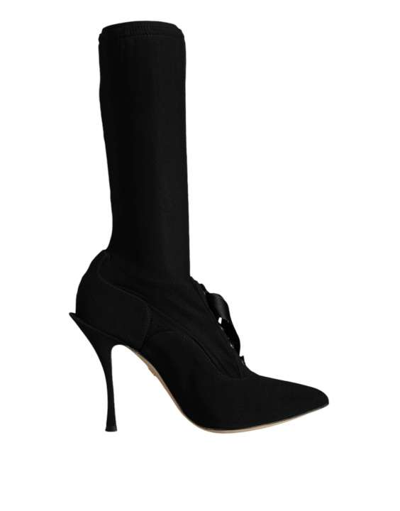 Priser på Dolce & Gabbana Black Stiletto Heels Mid Calf Boots Sko