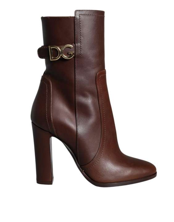 Priser på Dolce & Gabbana Brown Leather Heels Mid Calf Boots Sko