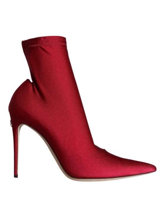 Priser på Dolce & Gabbana Cherry Red Stretch Stilettos Ankle Boot Sko