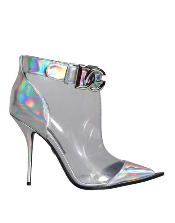 Priser på Dolce & Gabbana Silver Iridescent PVC Pointed Short Boots Sko