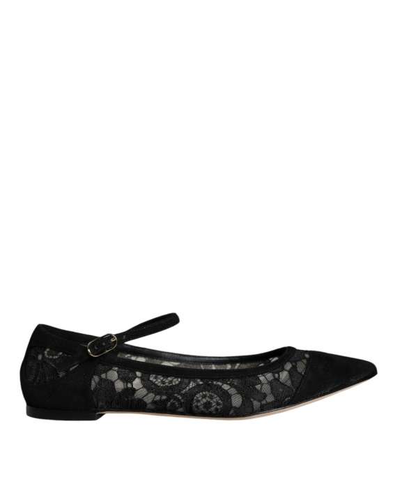 Priser på Dolce & Gabbana Black Taormina Lace Bellucci Flats Sko