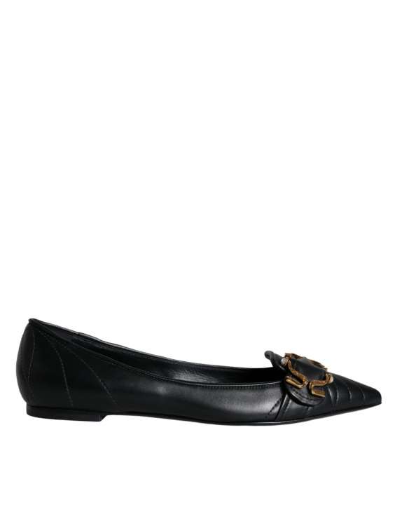 Priser på Dolce & Gabbana Black Devotion Leather Pointy Flats Sko