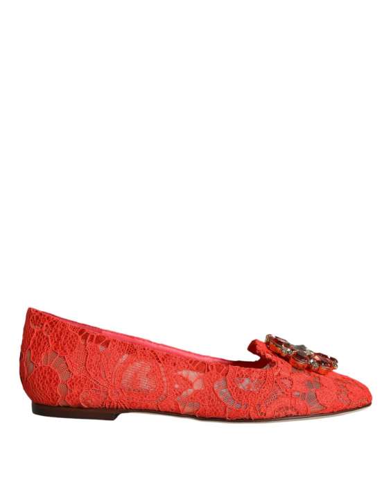 Priser på Dolce & Gabbana Coral Lace Crystal Ballet Flats Loafers Sko