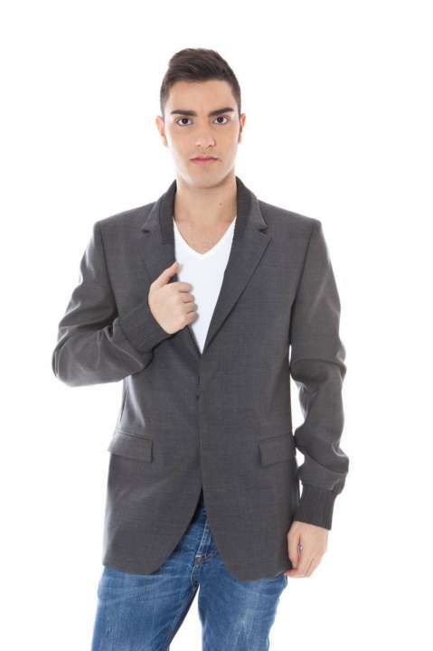 Priser på Calvin Klein Elegant Gray Wool Long Sleeve Jacket