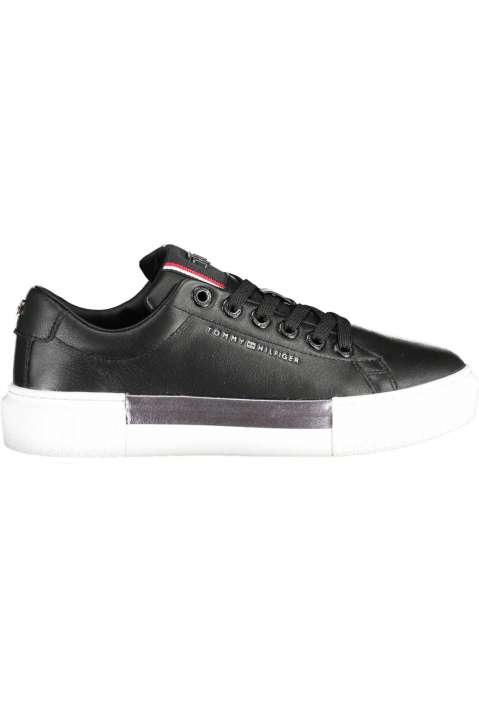 Priser på Tommy Hilfiger Chic Black Cotton-Leather Blend Sneakers