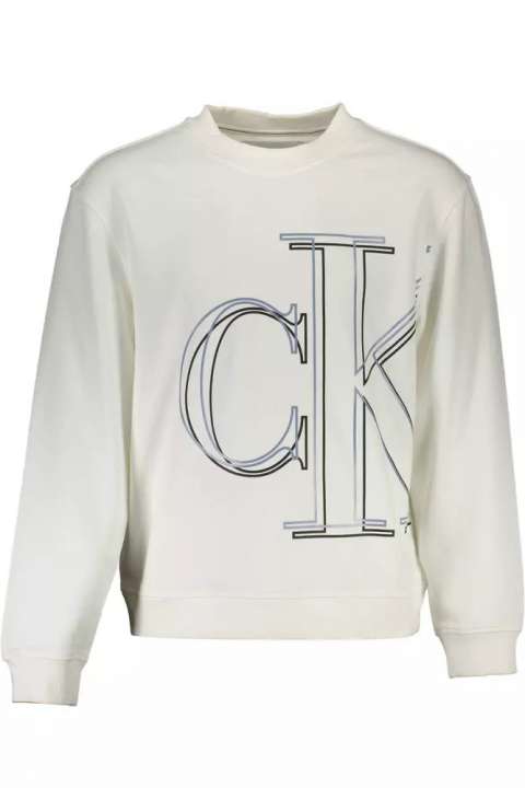 Priser på Calvin Klein Elegant White Cotton Sweater with Logo