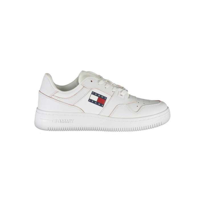 Priser på Tommy Hilfiger Chic White Lace-up Sneakers with Contrast Detail