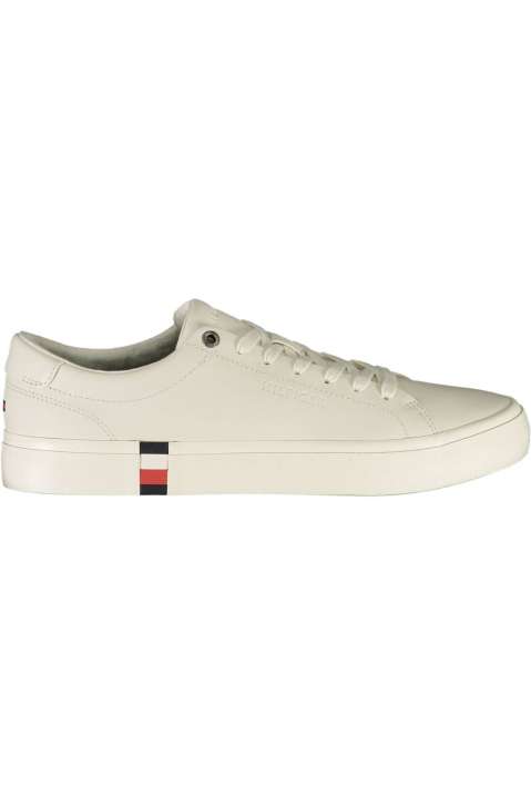 Priser på Tommy Hilfiger Elegant White Lace-Up Sneakers with Logo Detail