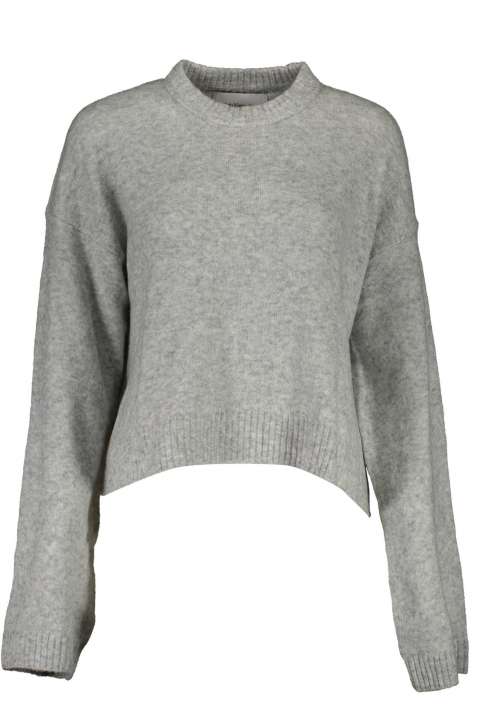 Priser på Calvin Klein Chic Gray Embroidered Sweater with Side Slits