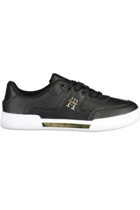 Priser på Tommy Hilfiger Chic Black Lace-Up Sneakers with Contrasting Accents