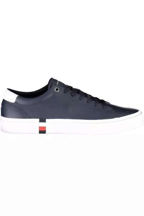 Priser på Tommy Hilfiger Elegant Blue Lace-Up Sneakers with Logo Detail