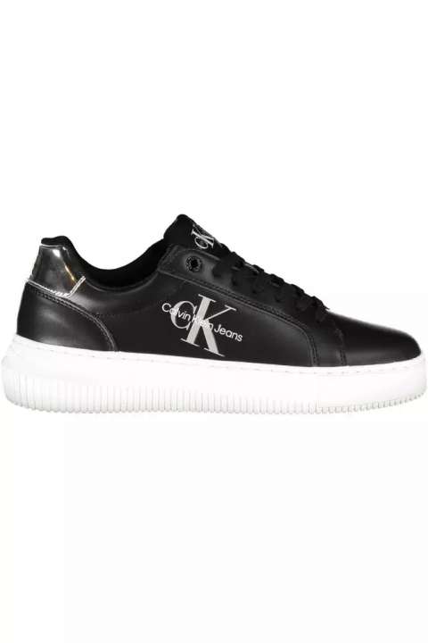 Priser på Calvin Klein Sleek Black Lace-Up Sneakers with Contrasting Details