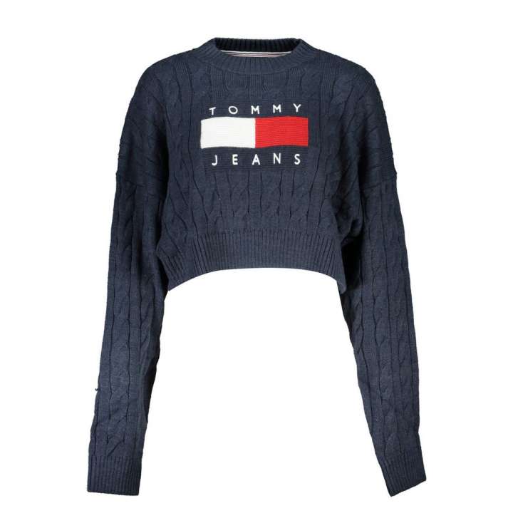 Priser på Tommy Hilfiger Chic Blue Crew Neck Sweater with Contrast Details