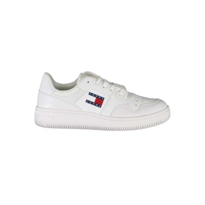 Priser på Tommy Hilfiger Classic White Lace-Up Sneakers with Contrast Accents