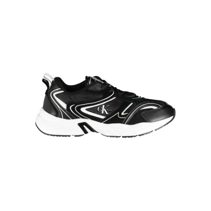 Priser på Calvin Klein Sleek Black Lace-Up Sneakers with Contrast Details