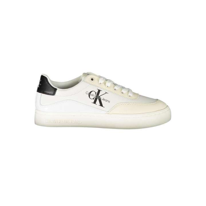 Priser på Calvin Klein Chic White Lace-Up Sneakers with Contrast Detailing