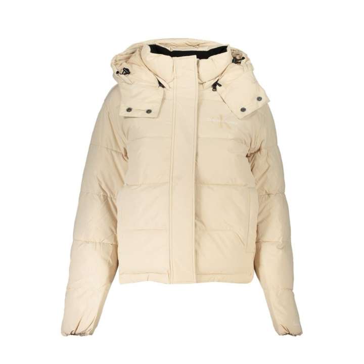 Priser på Calvin Klein Chic Beige Long-Sleeved Jacket with Removable Hood