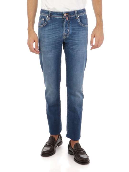 Priser på Jacob Cohen Handcrafted Slim Fit Blue Jeans with Pony Patch