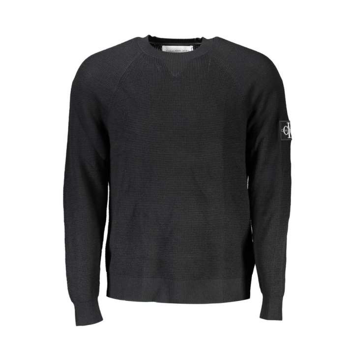 Priser på Calvin Klein Elegant Black Wool Sweater - Long Sleeved Crew Neck