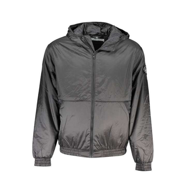 Priser på Calvin Klein Sleek Black Hooded Jacket with Contrast Detail